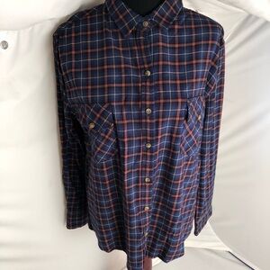 Jachs Girlfriend burgundy and blue soft flannel button down shirt